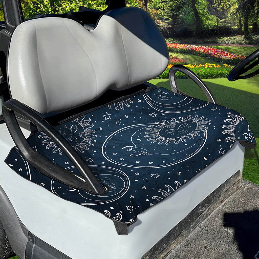 Vintage Sun And Moon Pattern Print Golf Cart Seat Cover