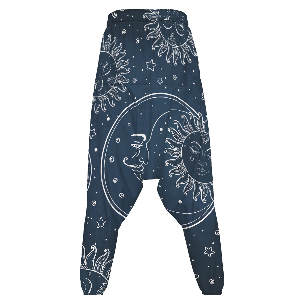 Vintage Sun And Moon Pattern Print Hammer Pants