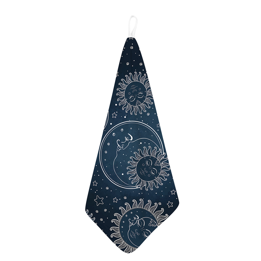 Vintage Sun And Moon Pattern Print Hand Towel