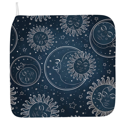 Vintage Sun And Moon Pattern Print Hand Towel
