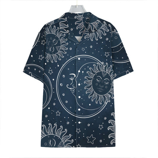 Vintage Sun And Moon Pattern Print Hawaiian Shirt
