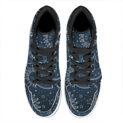 Vintage Sun And Moon Pattern Print High Top Leather Sneakers