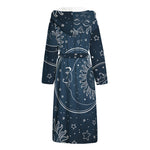 Vintage Sun And Moon Pattern Print Hooded Bathrobe
