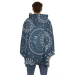Vintage Sun And Moon Pattern Print Hoodie Blanket