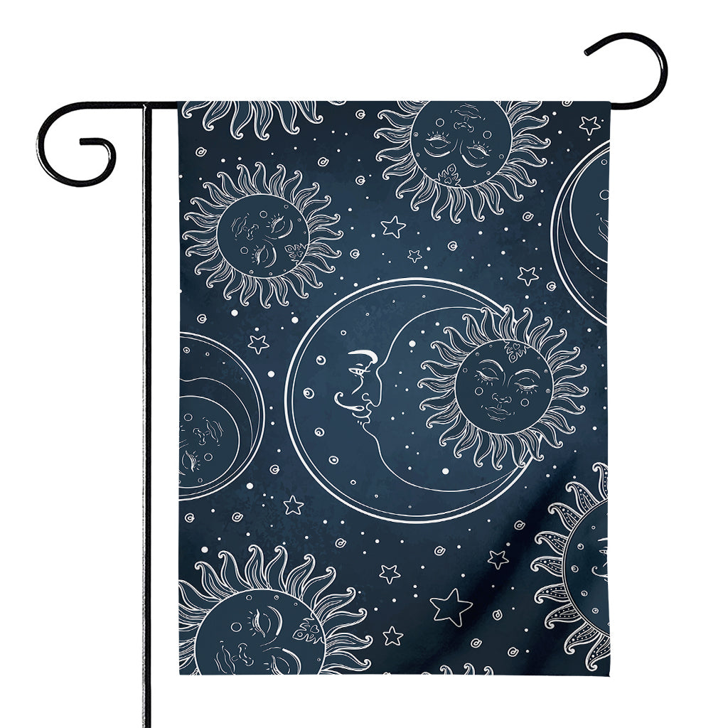 Vintage Sun And Moon Pattern Print House Flag