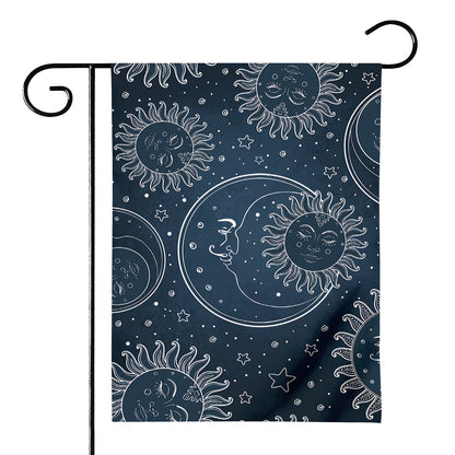 Vintage Sun And Moon Pattern Print House Flag