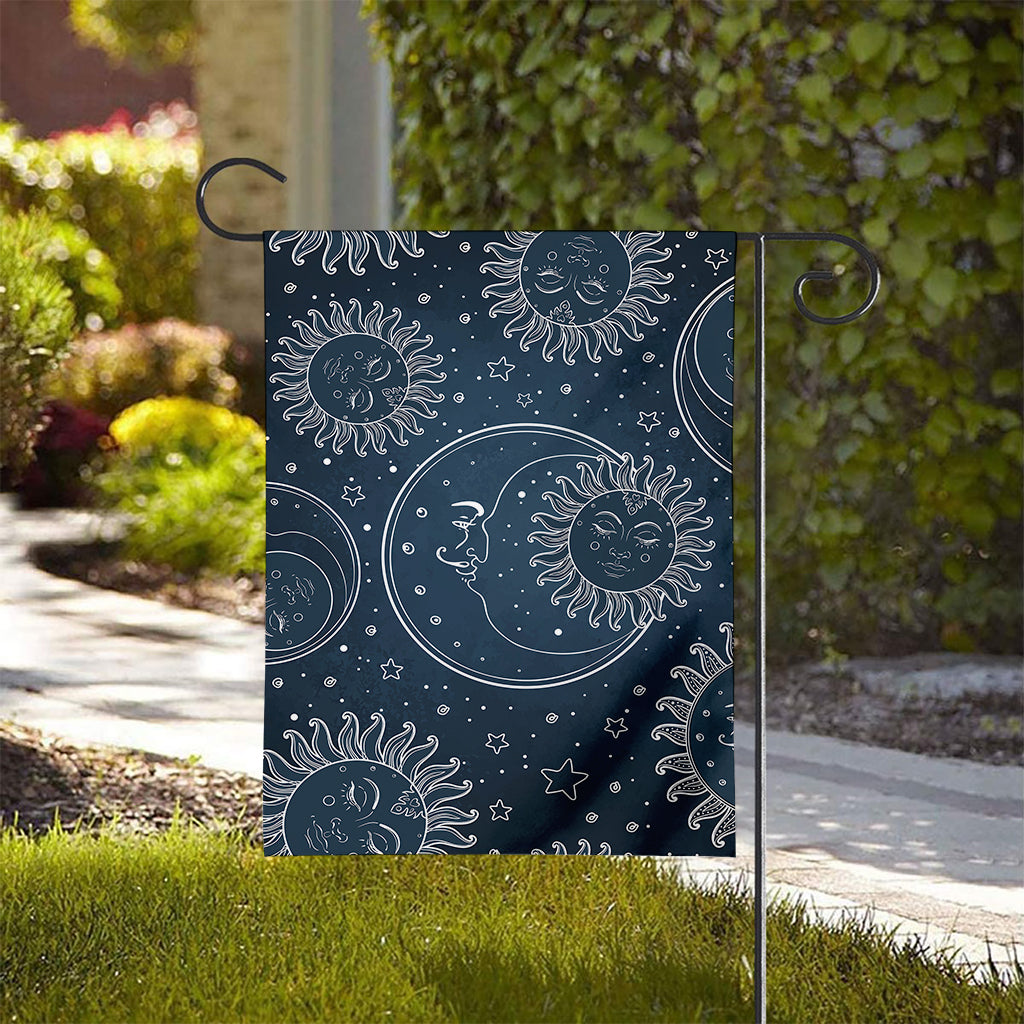 Vintage Sun And Moon Pattern Print House Flag