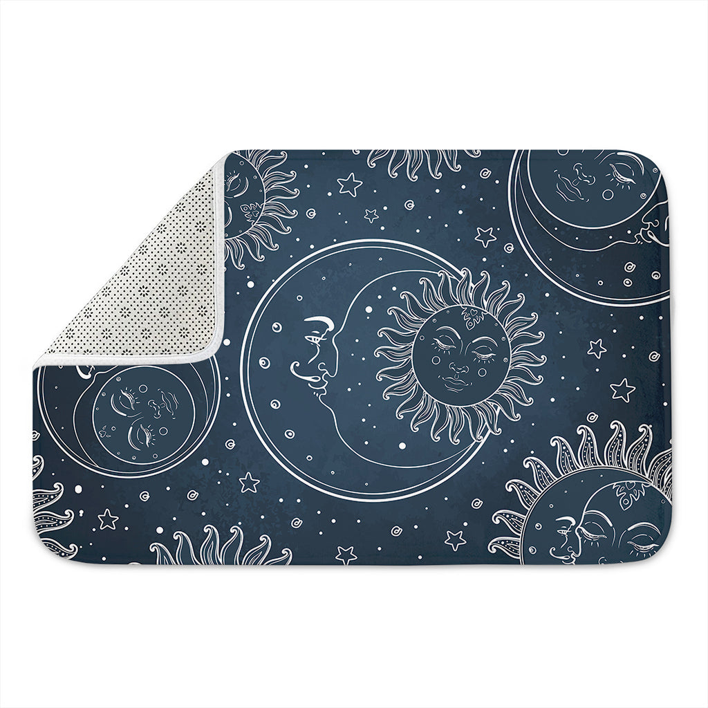 Vintage Sun And Moon Pattern Print Indoor Door Mat