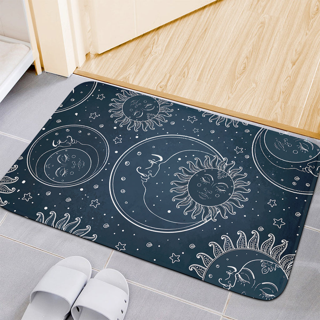 Vintage Sun And Moon Pattern Print Indoor Door Mat
