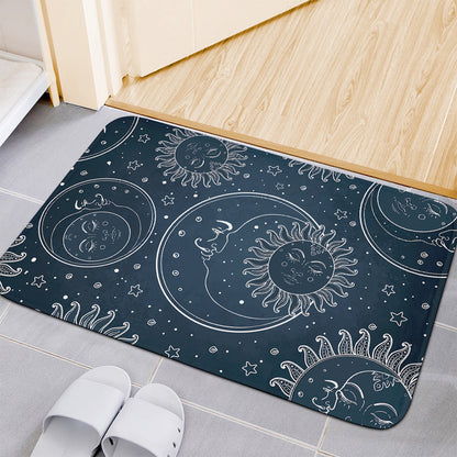 Vintage Sun And Moon Pattern Print Indoor Door Mat