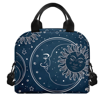 Vintage Sun And Moon Pattern Print Insulated Lunch Bag