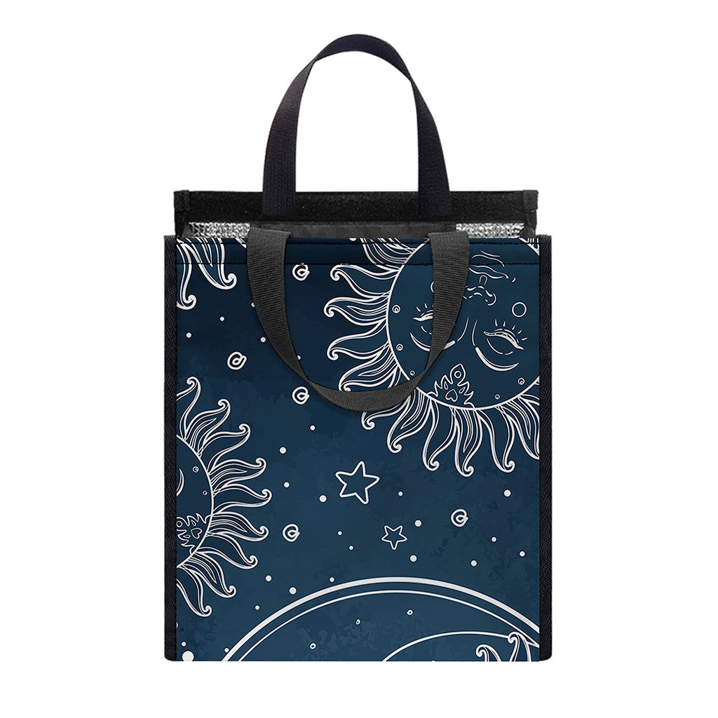 Vintage Sun And Moon Pattern Print Insulated Lunch Tote