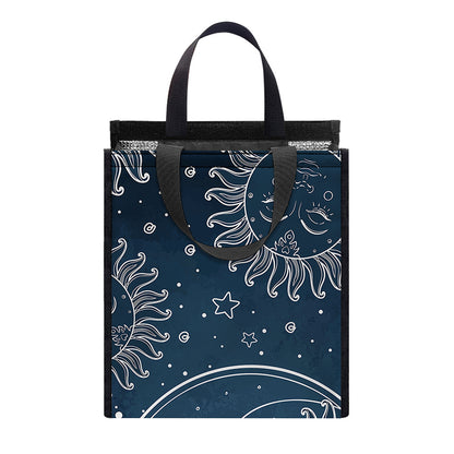 Vintage Sun And Moon Pattern Print Insulated Lunch Tote