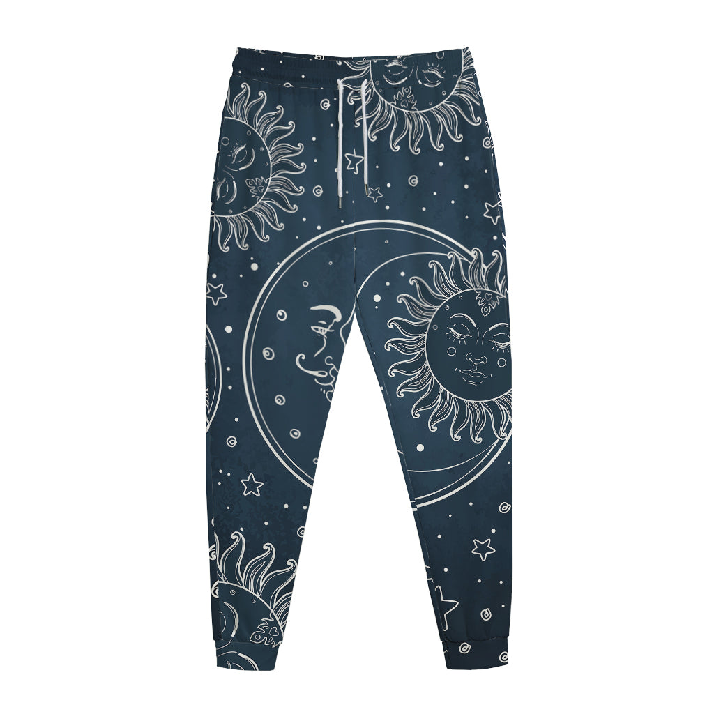 Vintage Sun And Moon Pattern Print Jogger Pants