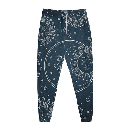 Vintage Sun And Moon Pattern Print Jogger Pants