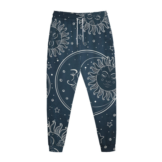 Vintage Sun And Moon Pattern Print Jogger Pants