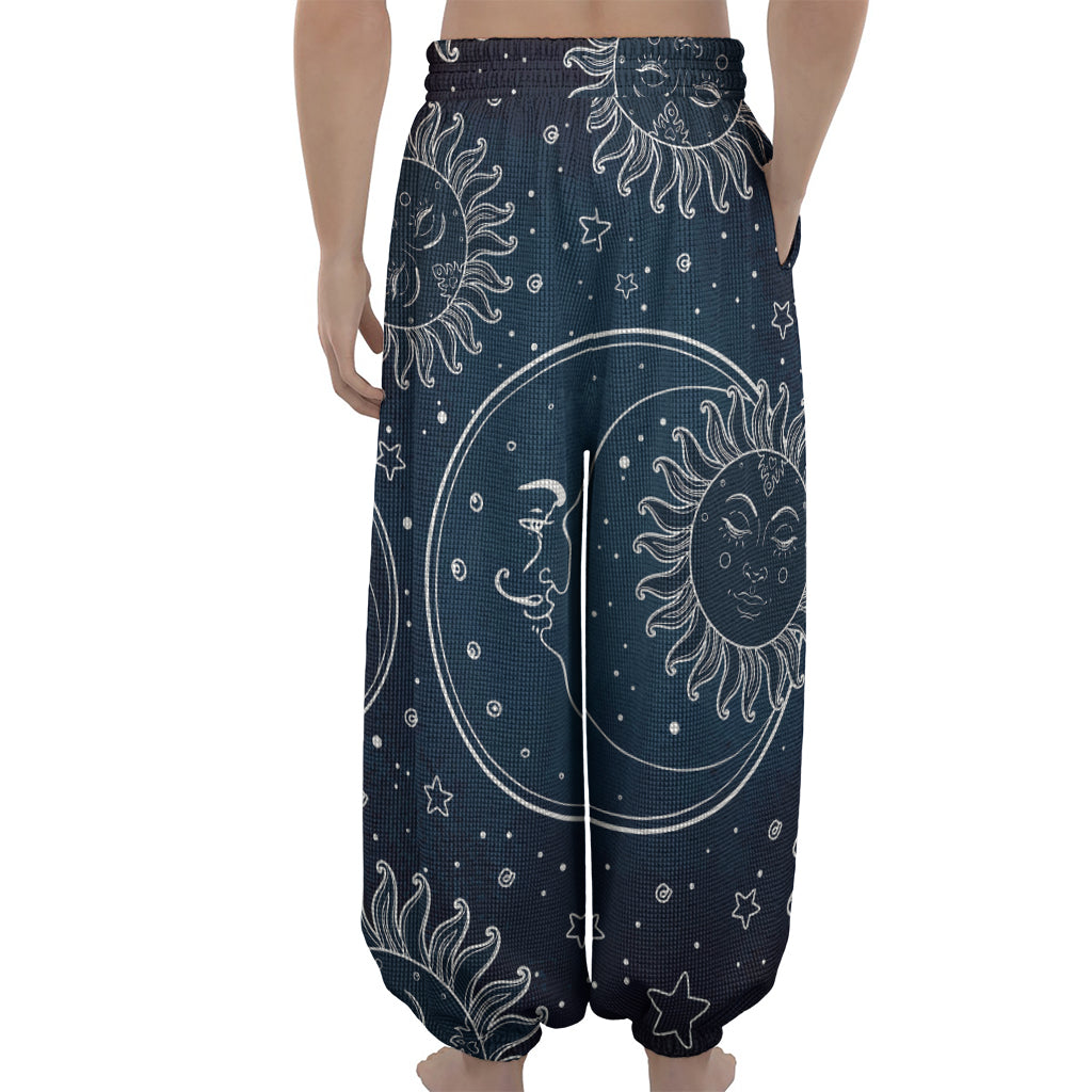 Vintage Sun And Moon Pattern Print Lantern Pants