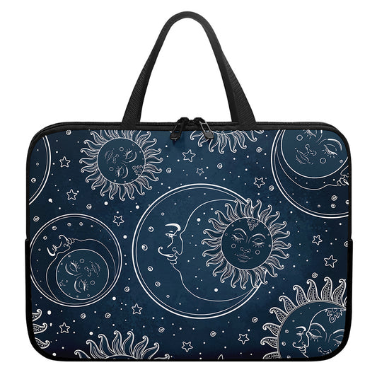Vintage Sun And Moon Pattern Print Laptop Sleeve With Handle
