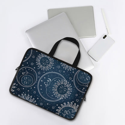 Vintage Sun And Moon Pattern Print Laptop Sleeve With Handle