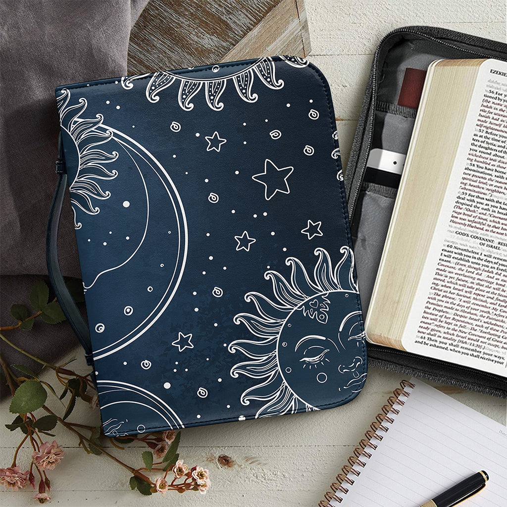 Vintage Sun And Moon Pattern Print Leather Bible Cover