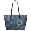 Vintage Sun And Moon Pattern Print Leather Tote Bag With Zipper