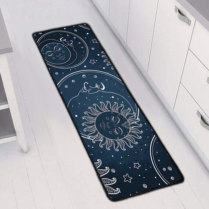 Vintage Sun And Moon Pattern Print Long Kitchen Mat