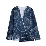 Vintage Sun And Moon Pattern Print Long Sleeve Short Coat