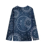 Vintage Sun And Moon Pattern Print Long Sleeve Short Coat