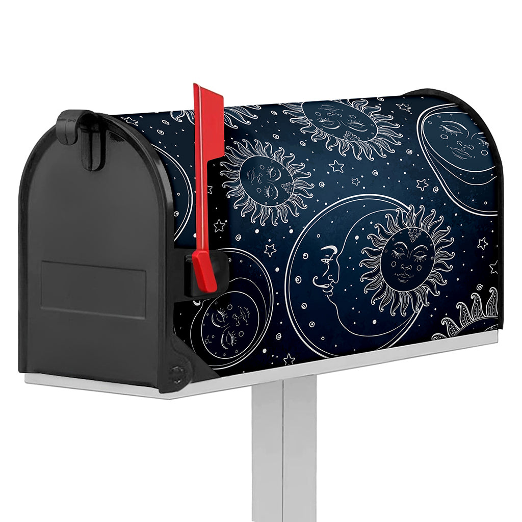 Vintage Sun And Moon Pattern Print Mailbox Cover