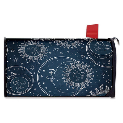 Vintage Sun And Moon Pattern Print Mailbox Cover