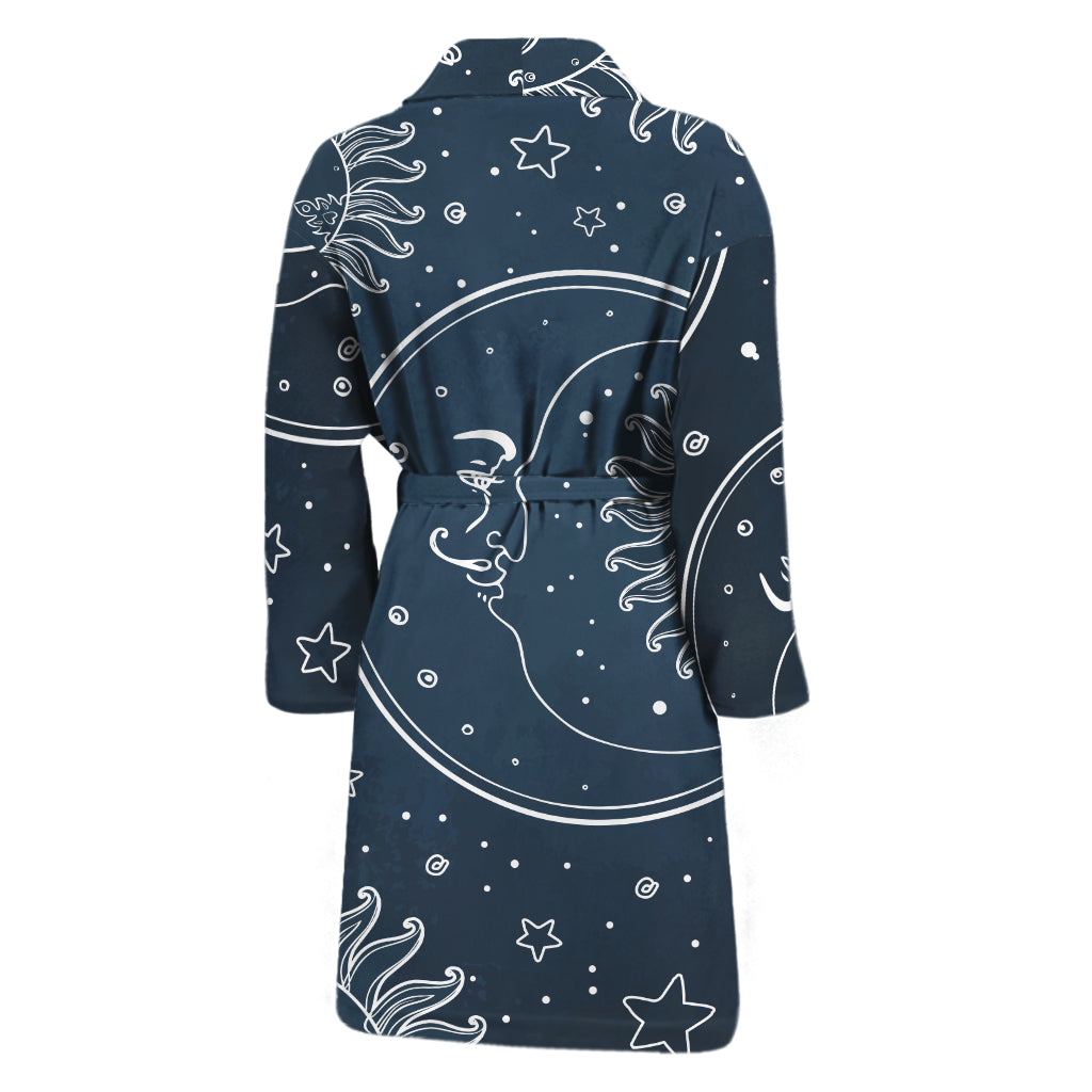 Vintage Sun And Moon Pattern Print Men's Bathrobe