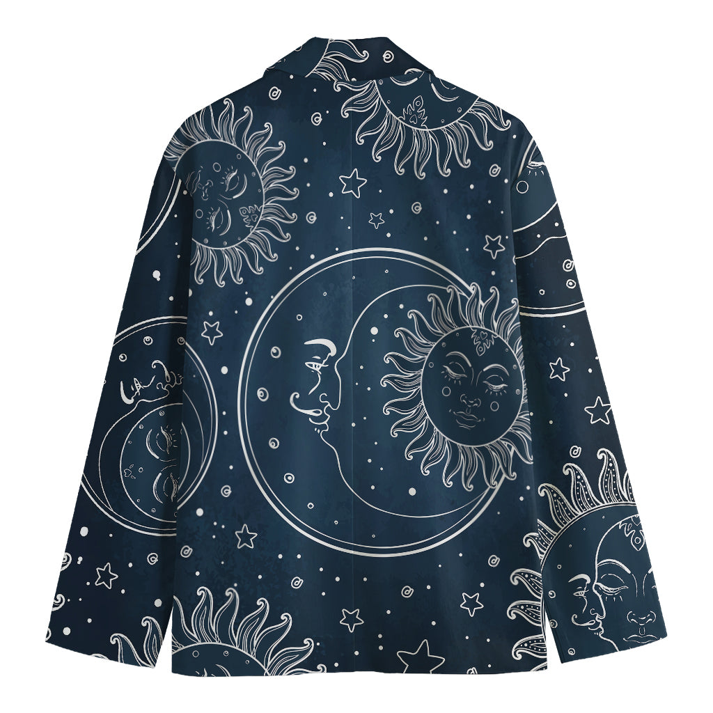 Vintage Sun And Moon Pattern Print Men's Blazer