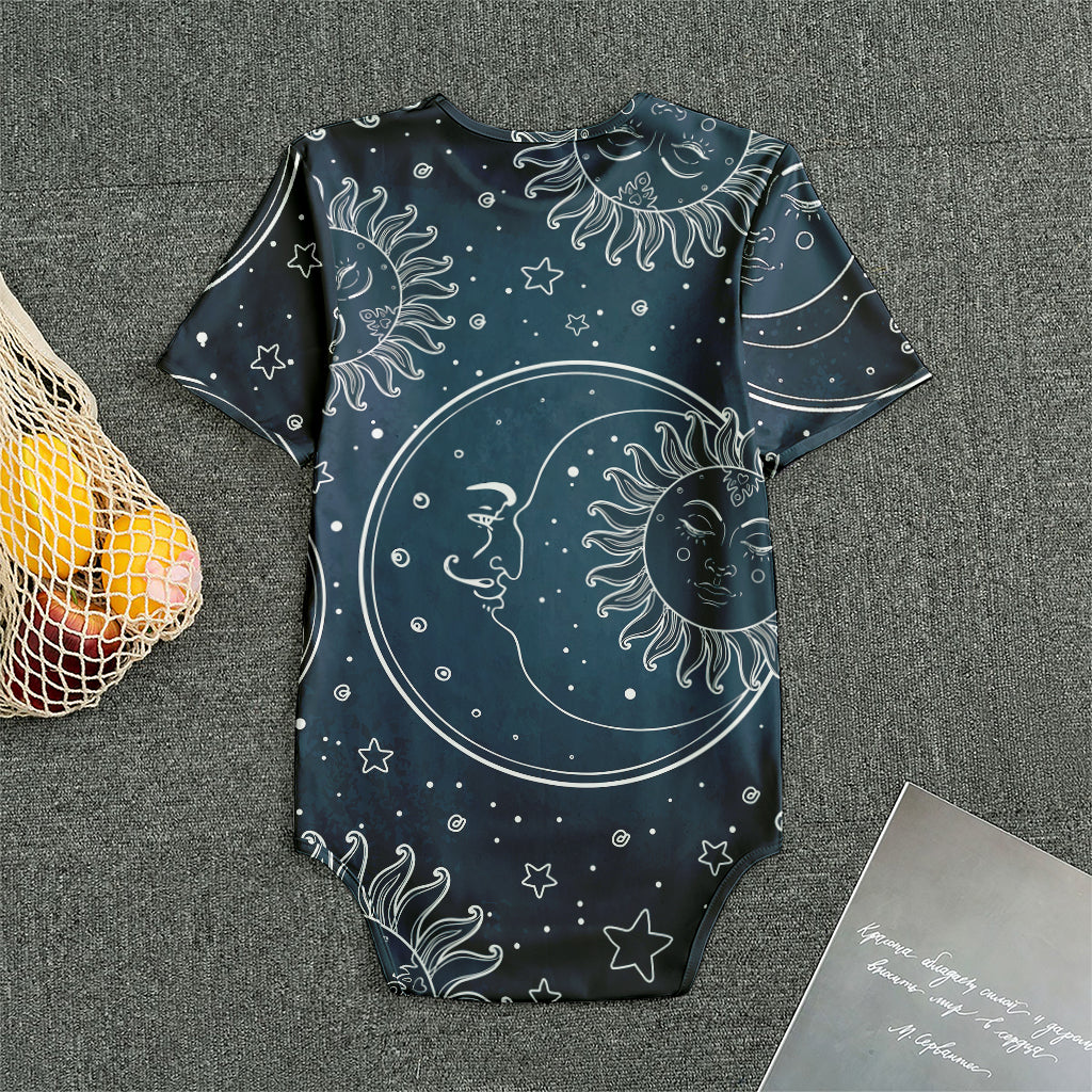 Vintage Sun And Moon Pattern Print Men's Bodysuit