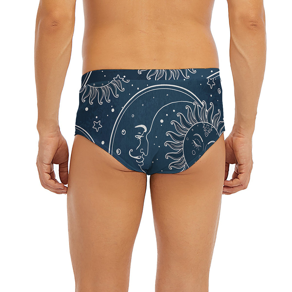 Vintage Sun And Moon Pattern Print Men's Briefs