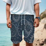 Vintage Sun And Moon Pattern Print Men's Cargo Shorts