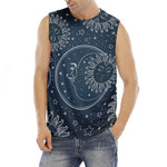 Vintage Sun And Moon Pattern Print Men's Fitness Tank Top