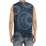 Vintage Sun And Moon Pattern Print Men's Fitness Tank Top