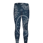 Vintage Sun And Moon Pattern Print Men's leggings