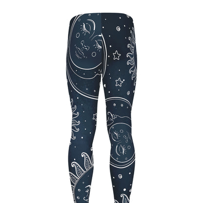 Vintage Sun And Moon Pattern Print Men's leggings