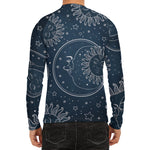Vintage Sun And Moon Pattern Print Men's Long Sleeve Rash Guard