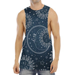 Vintage Sun And Moon Pattern Print Men's Muscle Tank Top