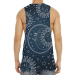 Vintage Sun And Moon Pattern Print Men's Muscle Tank Top