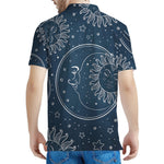 Vintage Sun And Moon Pattern Print Men's Polo Shirt
