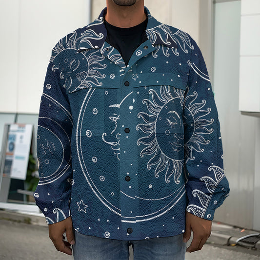 Vintage Sun And Moon Pattern Print Men's Shirt Jacket