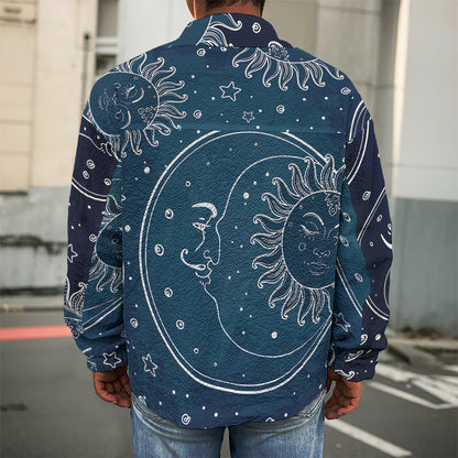 Vintage Sun And Moon Pattern Print Men's Shirt Jacket