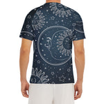Vintage Sun And Moon Pattern Print Men's Short Sleeve Rash Guard