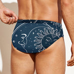 Vintage Sun And Moon Pattern Print Men's Swim Briefs