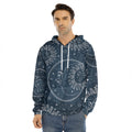 Vintage Sun And Moon Pattern Print Men's Velvet Pullover Hoodie