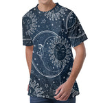 Vintage Sun And Moon Pattern Print Men's Velvet T-Shirt