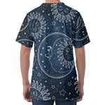 Vintage Sun And Moon Pattern Print Men's Velvet T-Shirt